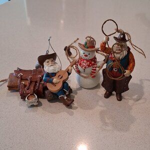 St. Nicholas Square Set of 4 Western Cowboy Themed Resin Ornaments